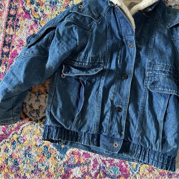 Rare Oversized Vintage Denim Bomber Jacket - Picture 7 of 10
